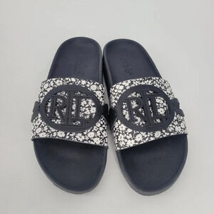 Lauren Ralph Lauren Ayden black white floral Slide Slipper size 10 womens